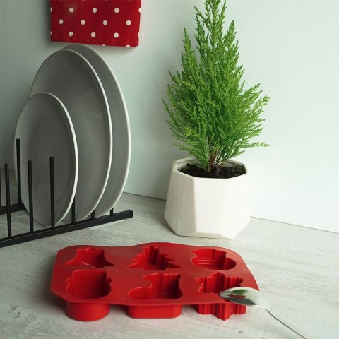 FORMA DO CIASTEK SILIKONOWA CZERWONA ŚWIĄTECZNA LA CUCINA 259111