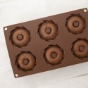FORMA DO PIECZENIA 6 BABECZEK DONUTÓW SILIKONOWA BRĄZOWA SILLINIE ORION 151787