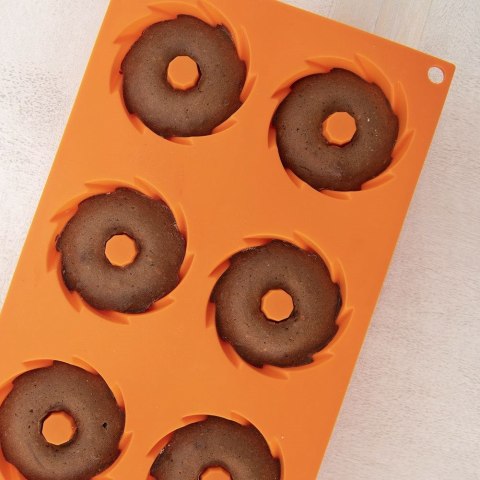 FORMA DO PIECZENIA 6 BABECZEK DONUTÓW SILIKONOWA POMARAŃCZOWA SILLINIE ORION 151788