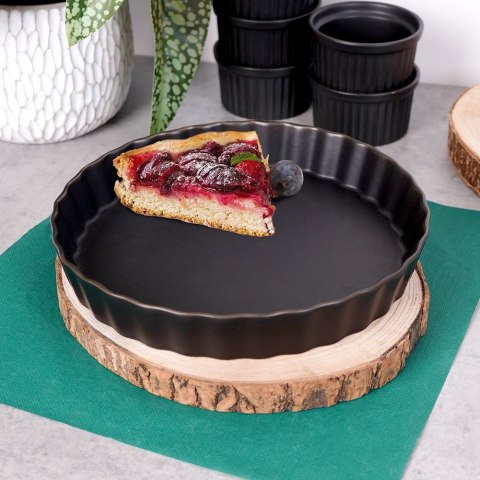 FORMA DO PIECZENIA TARTY CIASTA PORCELANOWA CZARNA OKRĄGŁA 25CM HIT 259201