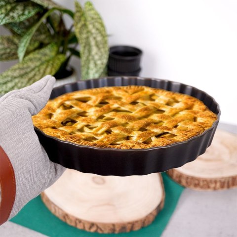 FORMA DO PIECZENIA TARTY CIASTA PORCELANOWA CZARNA OKRĄGŁA 25CM HIT 259201