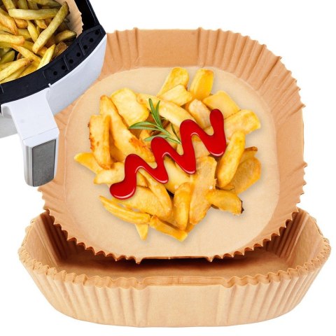 WKŁAD DO FRYTKOWNICY AIR FRYER BEZTŁUSZCZOWEJ PAPIEROWY 16X16CM 50 SZTUK MONDEX 279916