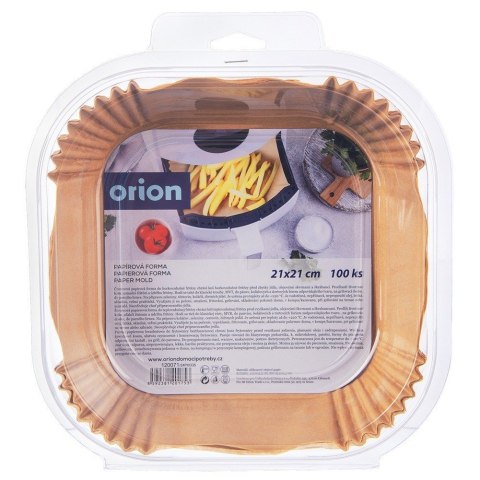 WKŁADY PAPIEROWE DO FRYTKOWNICY BEZTŁUSZCZOWEJ 21X21CM PAPIER 100 SZT ORION 120071