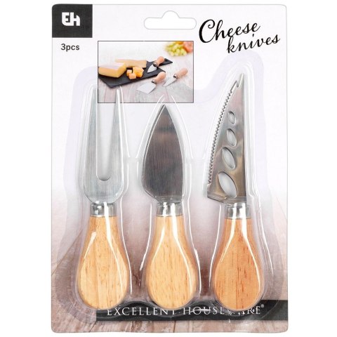 Zestaw noży do sera 3-ele Nożyki do sera stalowe nóż nożyk noże komplet EXCELLENT HOUSEWARE 139205