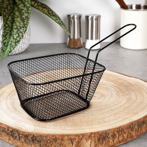 Koszyk na frytki do serwowania frytek metalowy czarny 14x12x7cm HIT 139276
