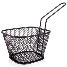 Koszyk na frytki do serwowania frytek metalowy czarny 20x8.5x12.5cm HIT 139249