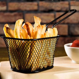 Koszyk na frytki do serwowania frytek metalowy czarny 20x8.5x12.5cm HIT 139249