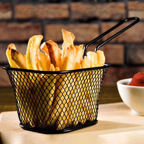 Koszyk na frytki do serwowania frytek metalowy czarny 20x8.5x12.5cm HIT 139249