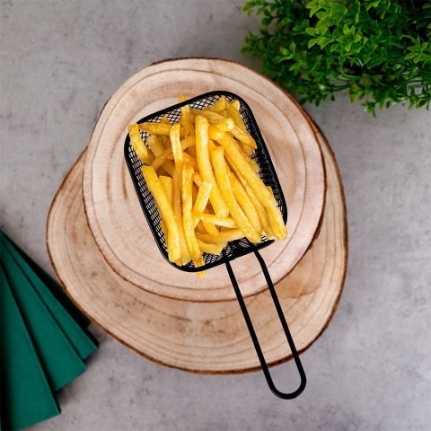 Koszyk na frytki do serwowania frytek metalowy czarny 20x8.5x12.5cm HIT 139249