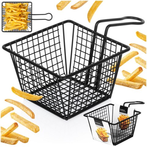 Koszyk na frytki do serwowania frytek metalowy czarny 22x13x8cm EXCELLENT HOUSEWARE 259730