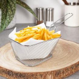 Koszyk na frytki do serwowania frytek metalowy srebrny 14x12x7cm HIT 139274