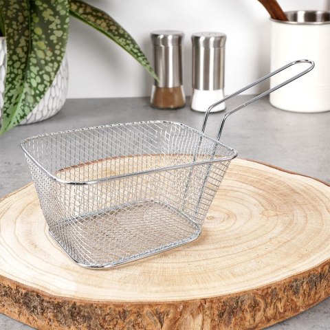 Koszyk na frytki do serwowania frytek metalowy srebrny 14x12x7cm HIT 139274