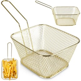 Koszyk na frytki do serwowania frytek metalowy złoty 14x12x7cm HIT 139275