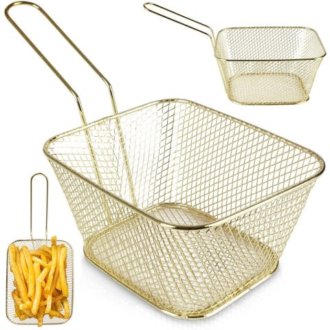 Koszyk na frytki do serwowania frytek metalowy złoty 14x12x7cm HIT 139275