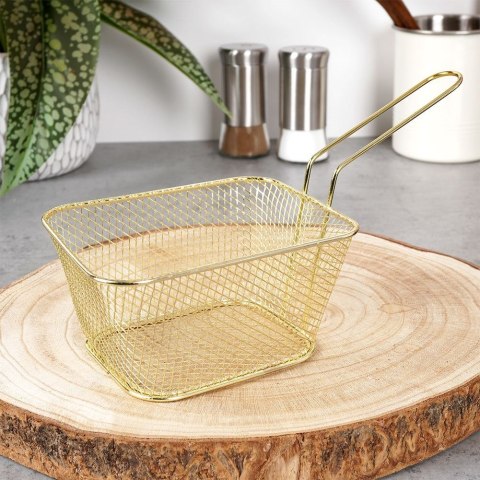 Koszyk na frytki do serwowania frytek metalowy złoty 14x12x7cm HIT 139275