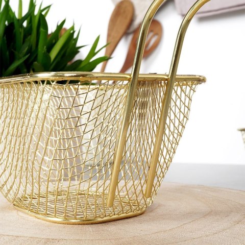 Koszyk na frytki do serwowania frytek metalowy złoty 20x9x10.5cm EXCELLENT HOUSEWARE 139304