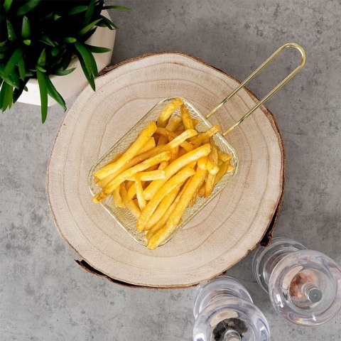 Koszyk na frytki do serwowania frytek metalowy złoty 20x9x10.5cm EXCELLENT HOUSEWARE 139304