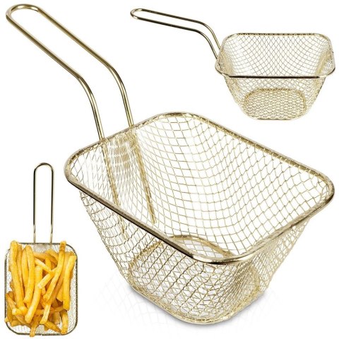 Koszyk na frytki do serwowania frytek metalowy złoty 20x9x10.5cm EXCELLENT HOUSEWARE 139304