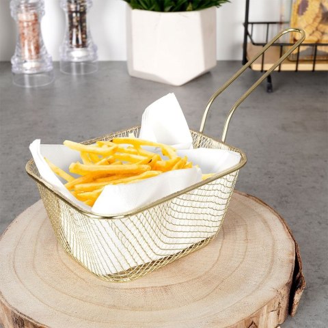 Koszyk na frytki do serwowania frytek metalowy złoty 24x10.5x13cm EXCELLENT HOUSEWARE 139305
