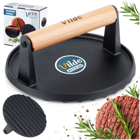Prasa praska do burgerów steków mięsa na grilla żeliwna 17.5cm CAST LINE VILDE 259702