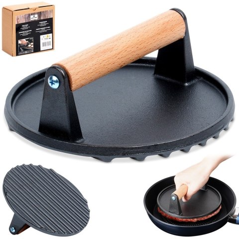 Prasa praska do burgerów steków mięsa na grilla żeliwna 18cm HIT 259663