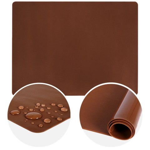 Stolnica do ciasta silikonowa mata kuchenna duża gruba brązowa 60x50cm XXL SILLINIE ORION 750369
