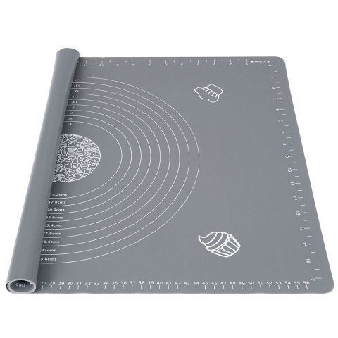 Stolnica do ciasta silikonowa szara mata kuchenna gruba duża 65x45cm XXL VILDE 259001