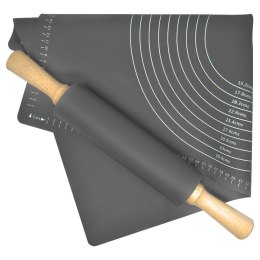 Stolnica do ciasta + wałek silikonowa duża gruba mata kuchenna 60X40cm 2-ele VILDE 750309