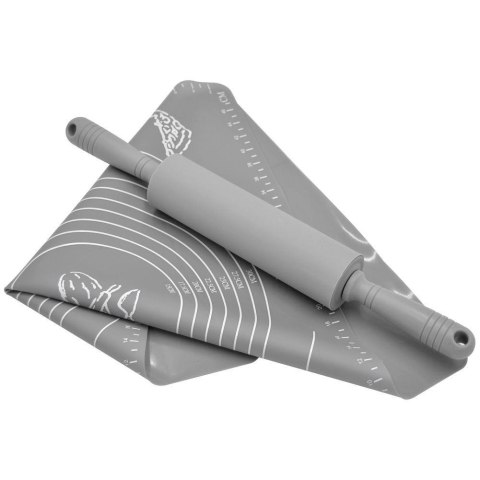 Stolnica do ciasta + wałek silikonowa duża gruba mata kuchenna zestaw ORION 750315