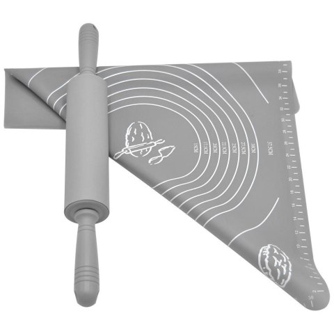 Stolnica do ciasta + wałek silikonowa duża gruba mata kuchenna zestaw ORION 750315