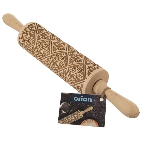 Wałek do ciasta drewniany dekoracyjny obrotowy z wzorem dzwoneczki 38cm ORION 141253