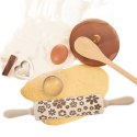 Wałek do ciasta drewniany dekoracyjny obrotowy z wzorem kwiaty 33cm ORION 141256