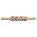 Wałek do ciasta drewniany dekoracyjny obrotowy z wzorem łodygi 33cm ORION 141258