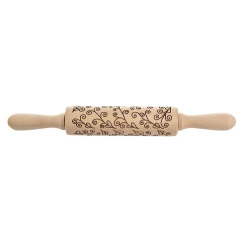 Wałek do ciasta drewniany dekoracyjny obrotowy z wzorem łodygi 33cm ORION 141258