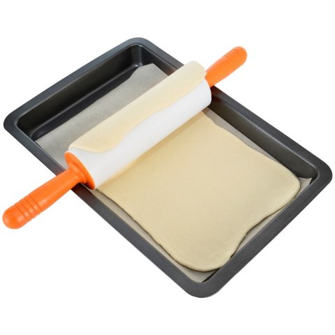 Wałek do ciasta silikonowy DUŻY obrotowy 47cm pomarańczowy SILLINIE ORION 141250