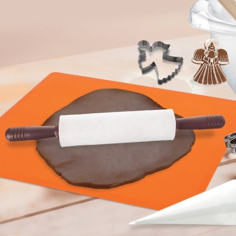 Wałek do ciasta silikonowy obrotowy DUŻY 47cm brązowy SILLINIE ORION 141249