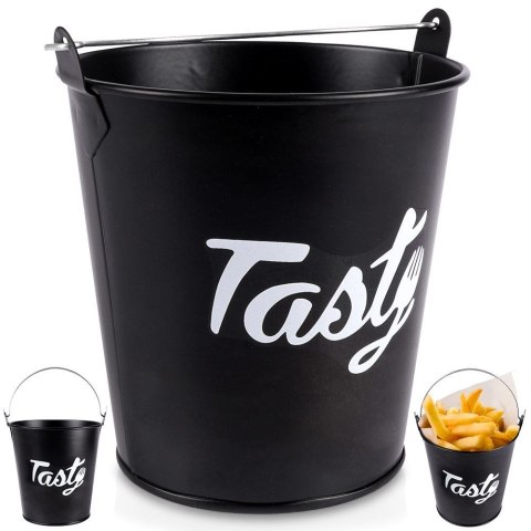 Wiaderko na frytki naczynie do serwowania frytek stalowe czarne HIT 139277
