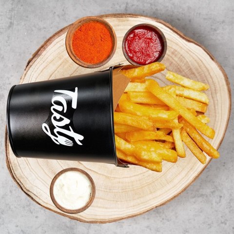 Wiaderko na frytki naczynie do serwowania frytek stalowe czarne HIT 139277