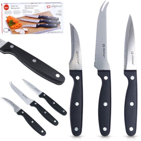 Zestaw noży kuchennych noże kuchenne stalowe 3-ele nóż komplet ALPINA 259283