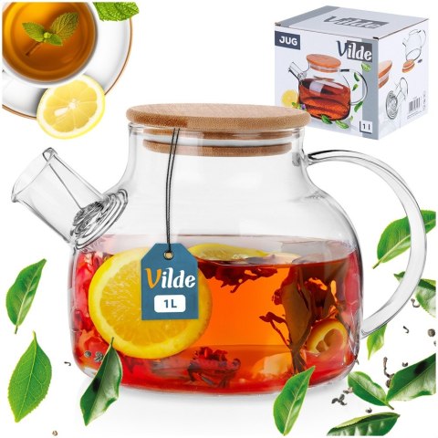 Dzbanek szklany do zaparzania herbaty kawy z sitkiem do parzenia 1L VILDE 139685