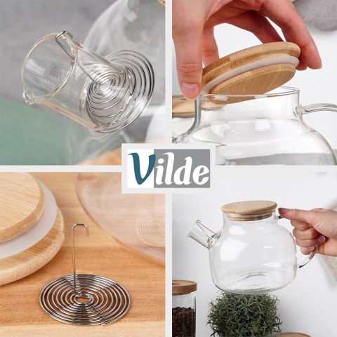 Dzbanek szklany do zaparzania herbaty kawy z sitkiem do parzenia 1L VILDE 139685