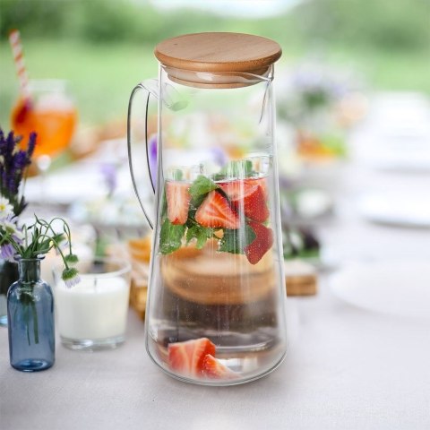 Dzbanek szklany na napoje sok wodę herbatę z pokrywką 1.35L stołowy ORION 126645