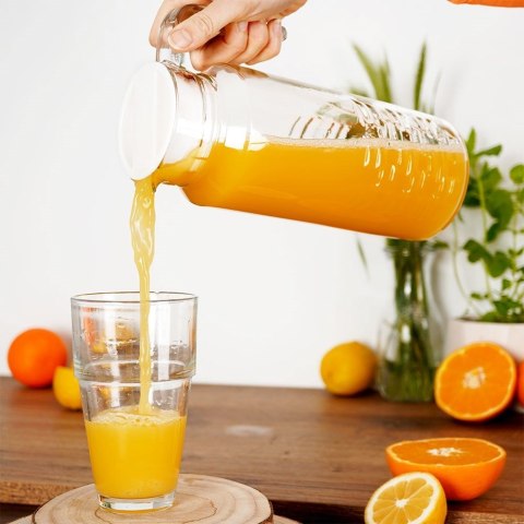 Dzbanek szklany na napoje sok wodę kompot z pokrywką 1.3L stołowy VILDE 139175