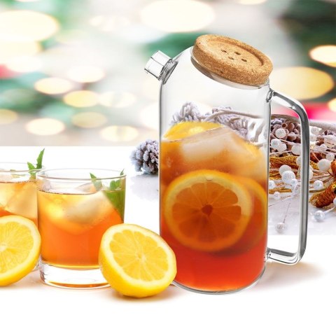 Dzbanek szklany na napoje sok wodę kompot z pokrywką 1.8L stołowy ORION 126651