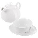 Dzbanek z filiżanką do herbaty zestaw porcelanowy biały 3-ele MONA ORION 129428