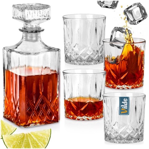 Karafka i szklanki do whisky nalewki na alkohol 900ml zestaw 5-ele VILDE 139665