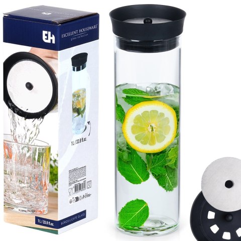 Karafka szklana z pokrywką na napoje wodę sok dzbanek 1L EXCELLENT HOUSEWARE 139636