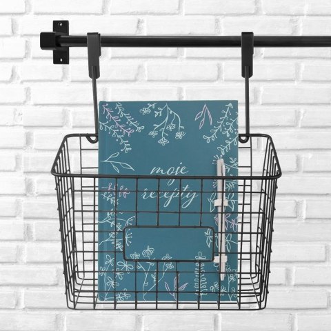 Koszyk zawieszany na drzwi szafki metalowy czarny 25x16x30cm RADKA ORION 540601