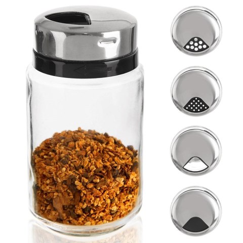 Pojemnik na przyprawy z sitkiem szklany 220ml słoik słoiczek organizer ORION 155112