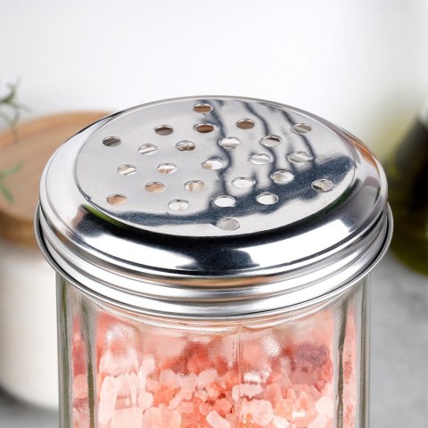 Pojemnik na przyprawy z sitkiem szklany 350ml słoik słoiczek organizer VILDE 229208